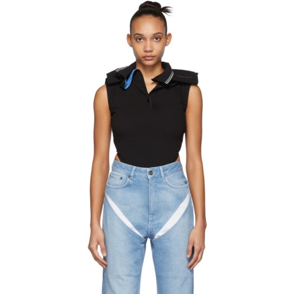 Y/Project Black sleeveless POLO Bodysuits